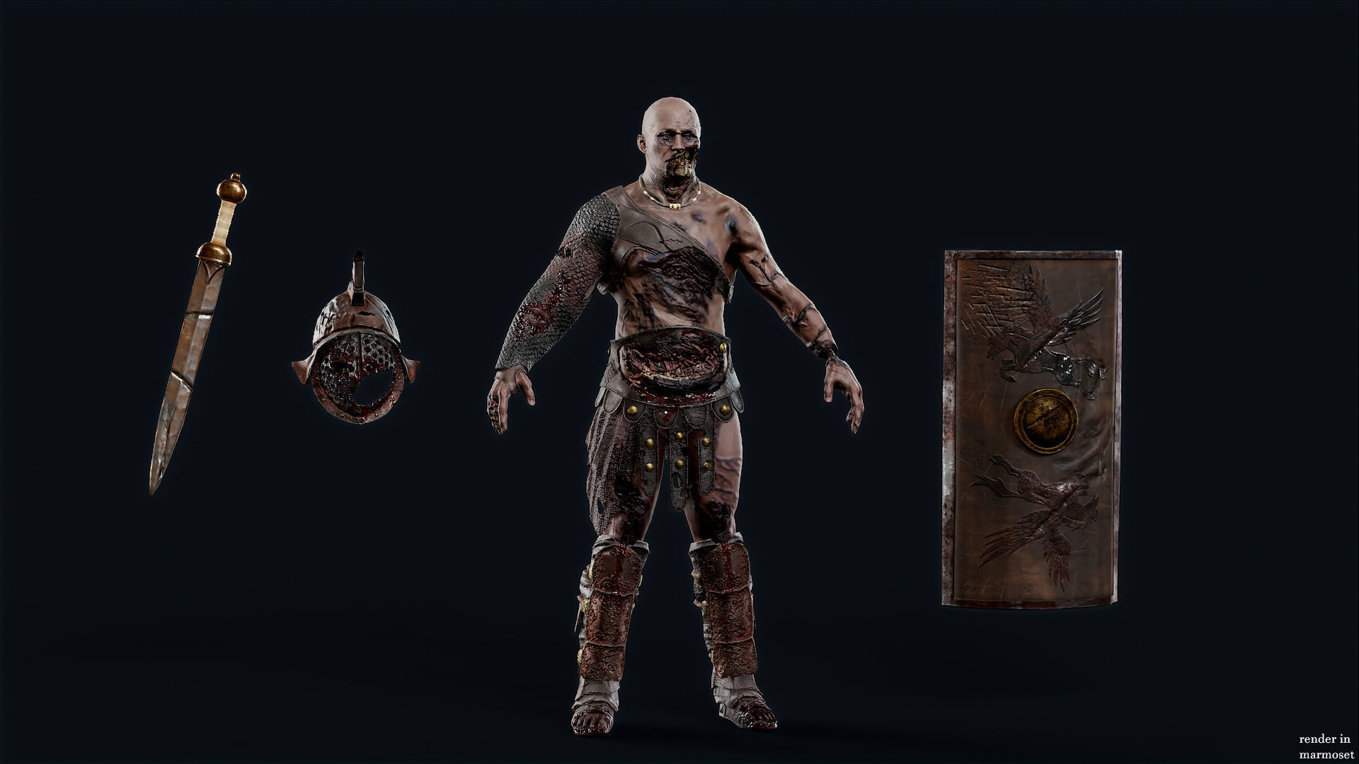 GLADIATOR MURMILLO UNDEAD3 Low-poly 3D model_7