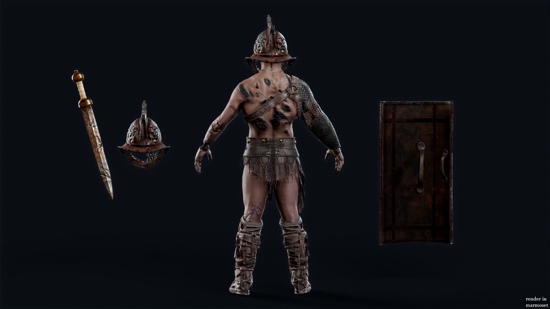 GLADIATOR MURMILLO UNDEAD3 Low-poly 3D model_8