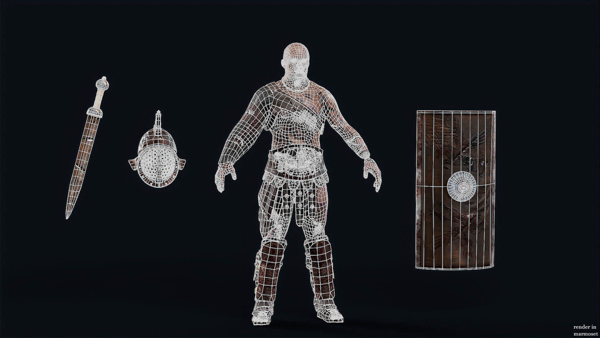 GLADIATOR MURMILLO UNDEAD3 Low-poly 3D model_14