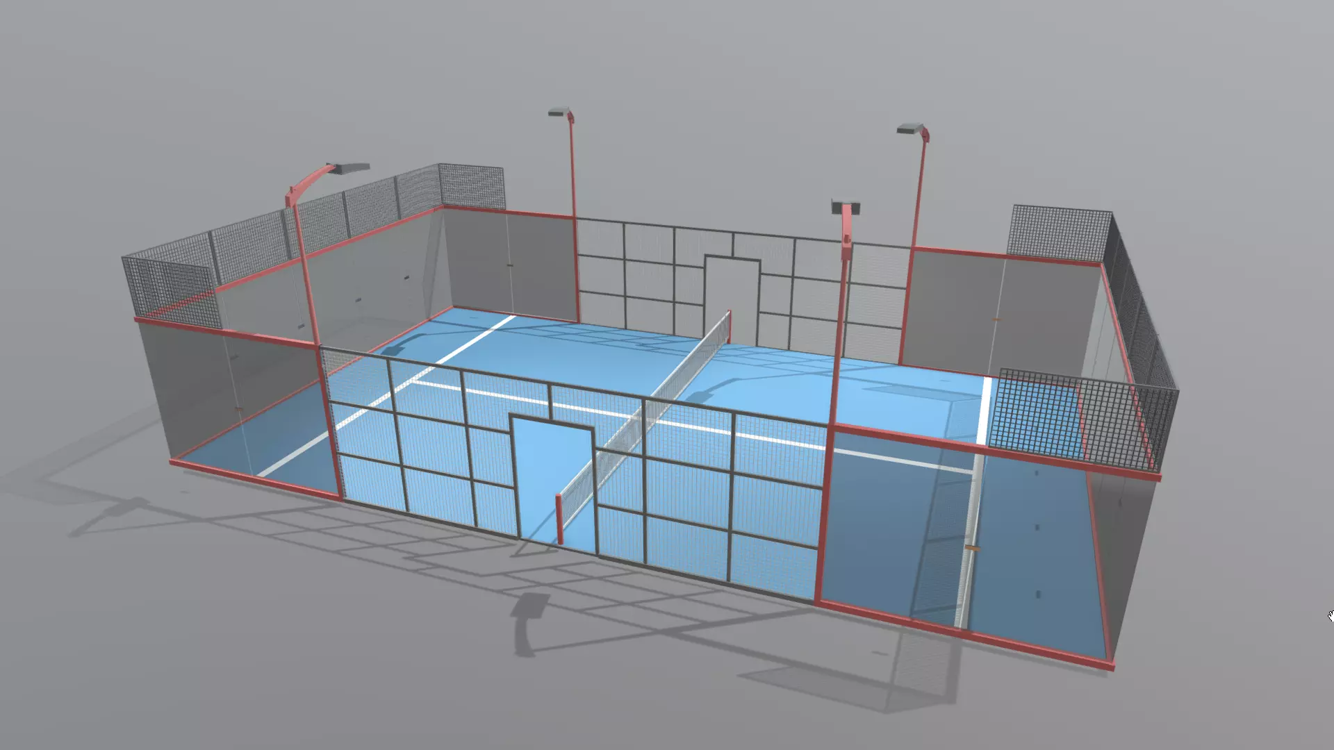 Padel court 3D model_0