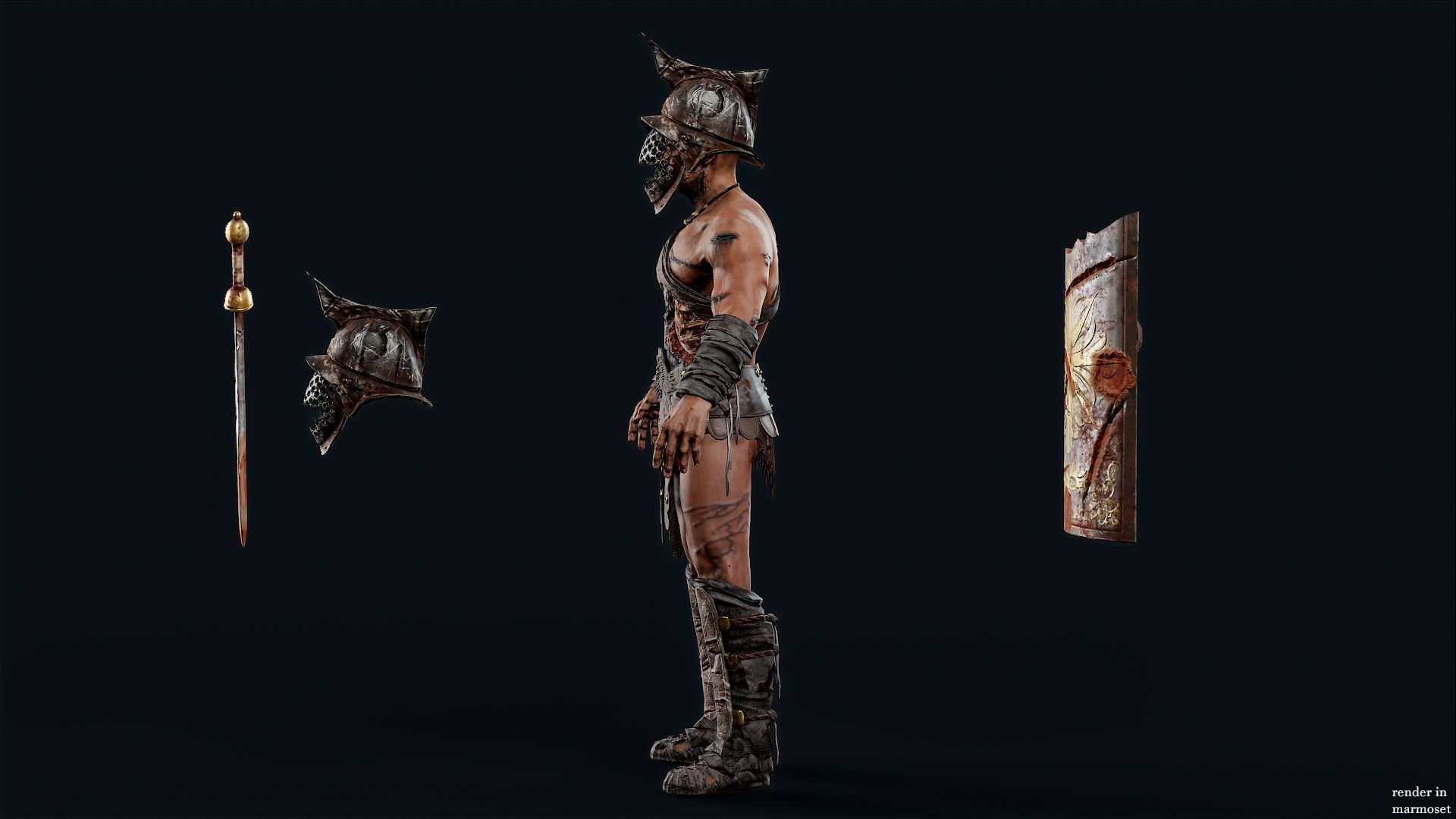 GLADIATOR MURMILLO UNDEAD4 Low-poly 3D model_8