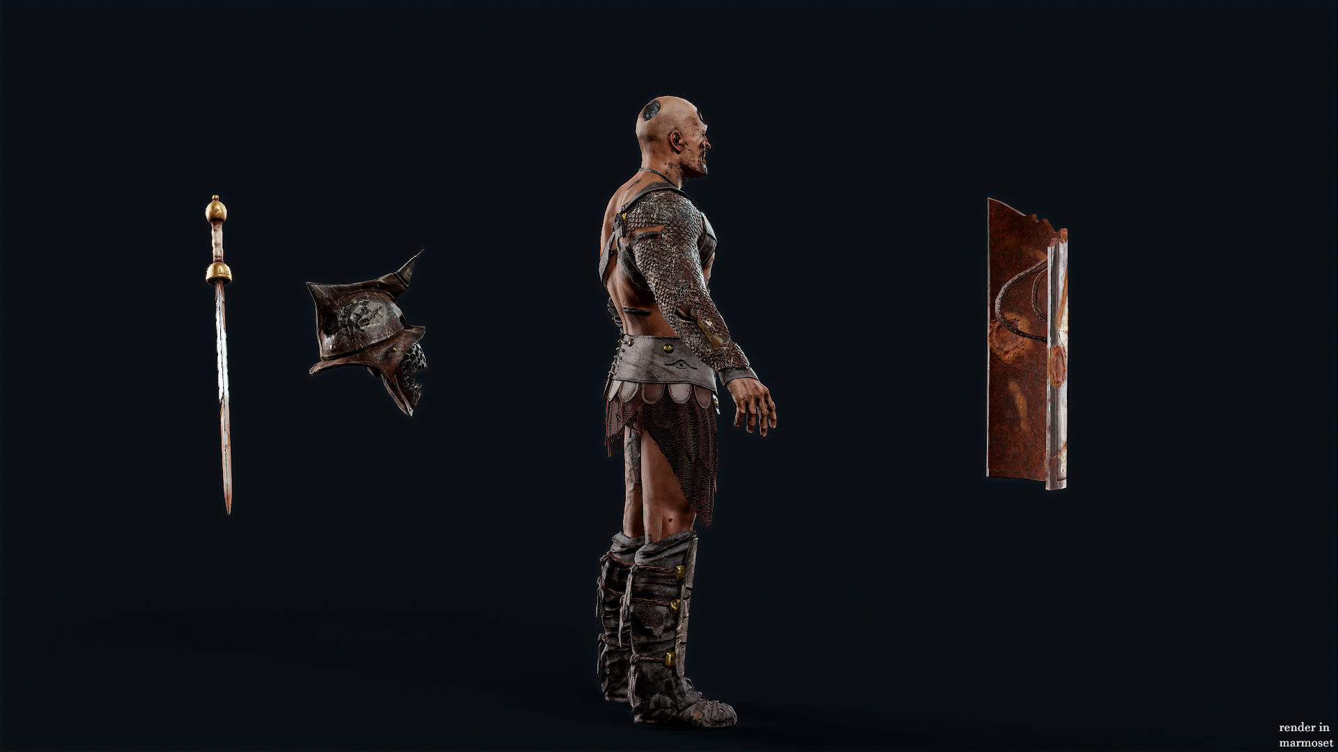 GLADIATOR MURMILLO UNDEAD4 Low-poly 3D model_7