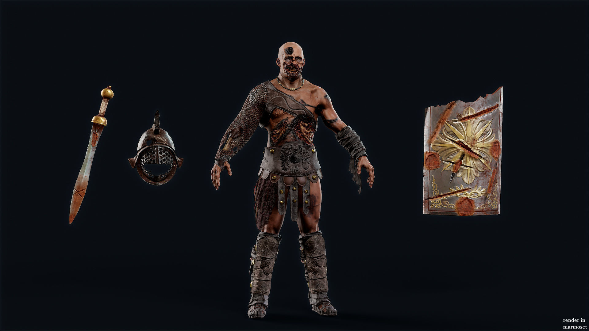 GLADIATOR MURMILLO UNDEAD4 Low-poly 3D model_6