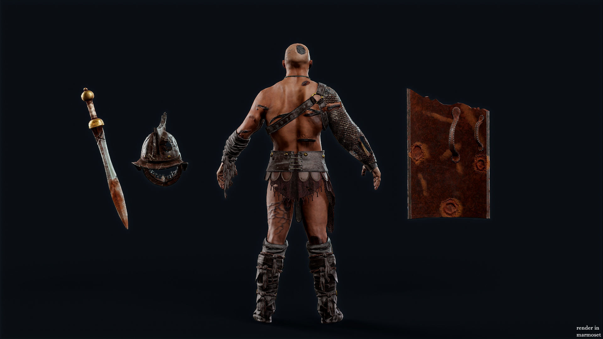 GLADIATOR MURMILLO UNDEAD4 Low-poly 3D model_9