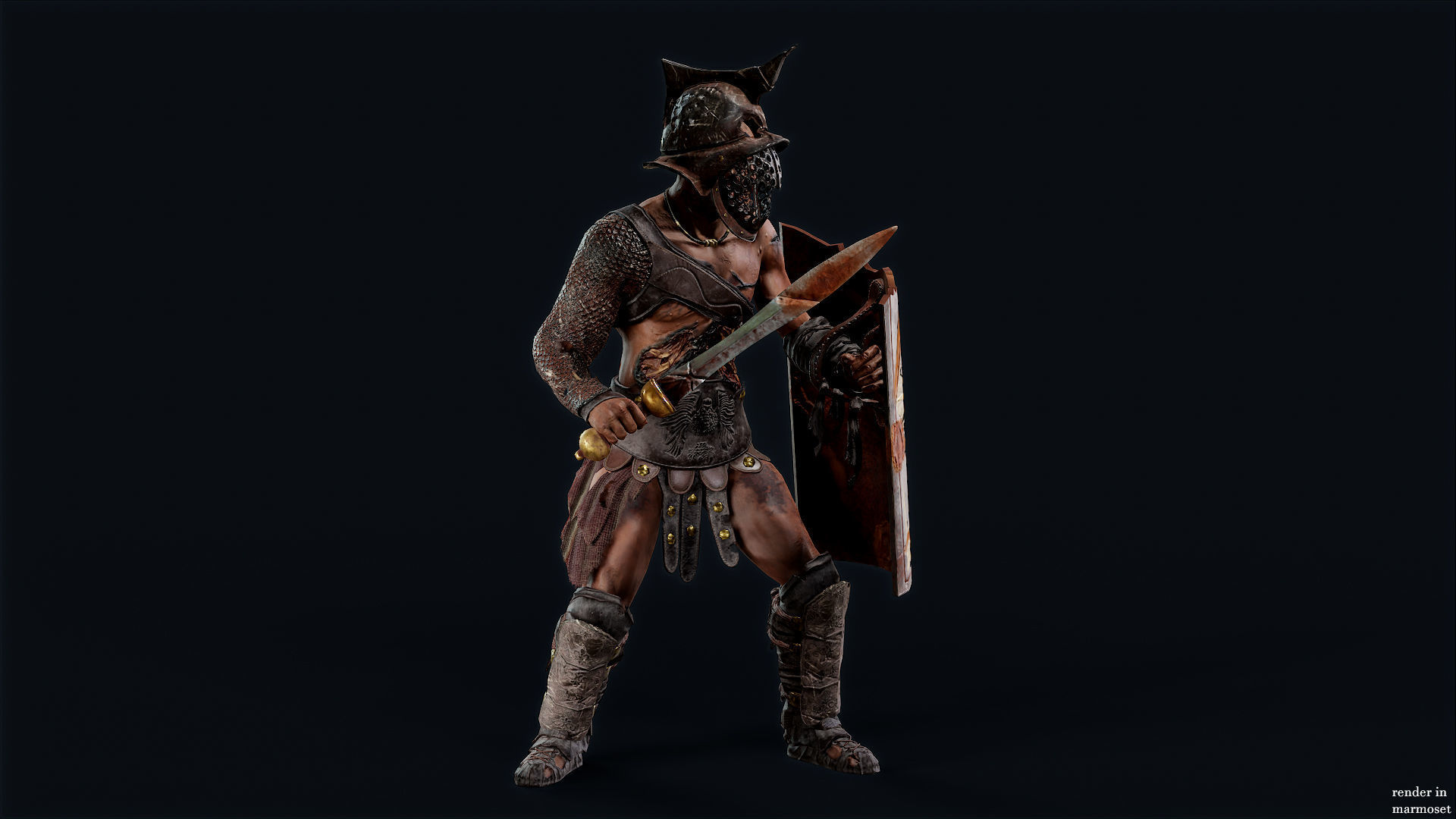 GLADIATOR MURMILLO UNDEAD4 Low-poly 3D model_4
