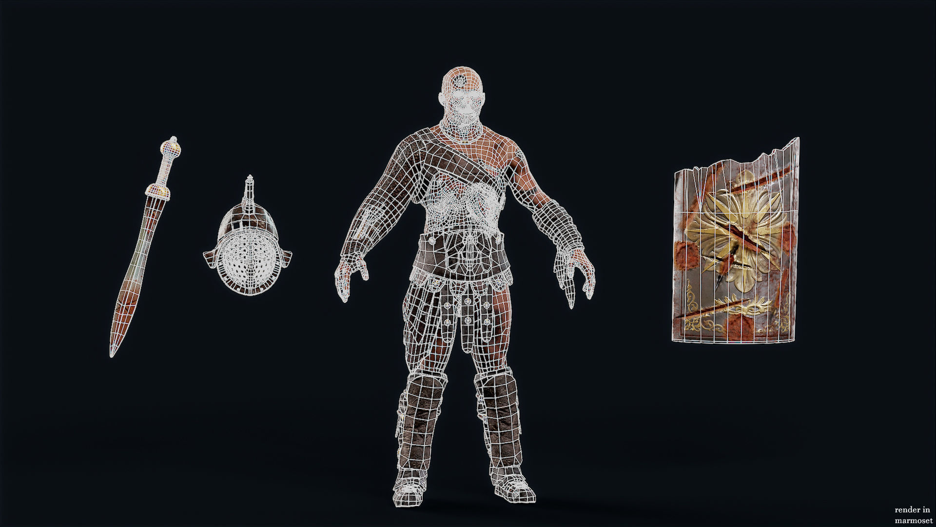 GLADIATOR MURMILLO UNDEAD4 Low-poly 3D model_10