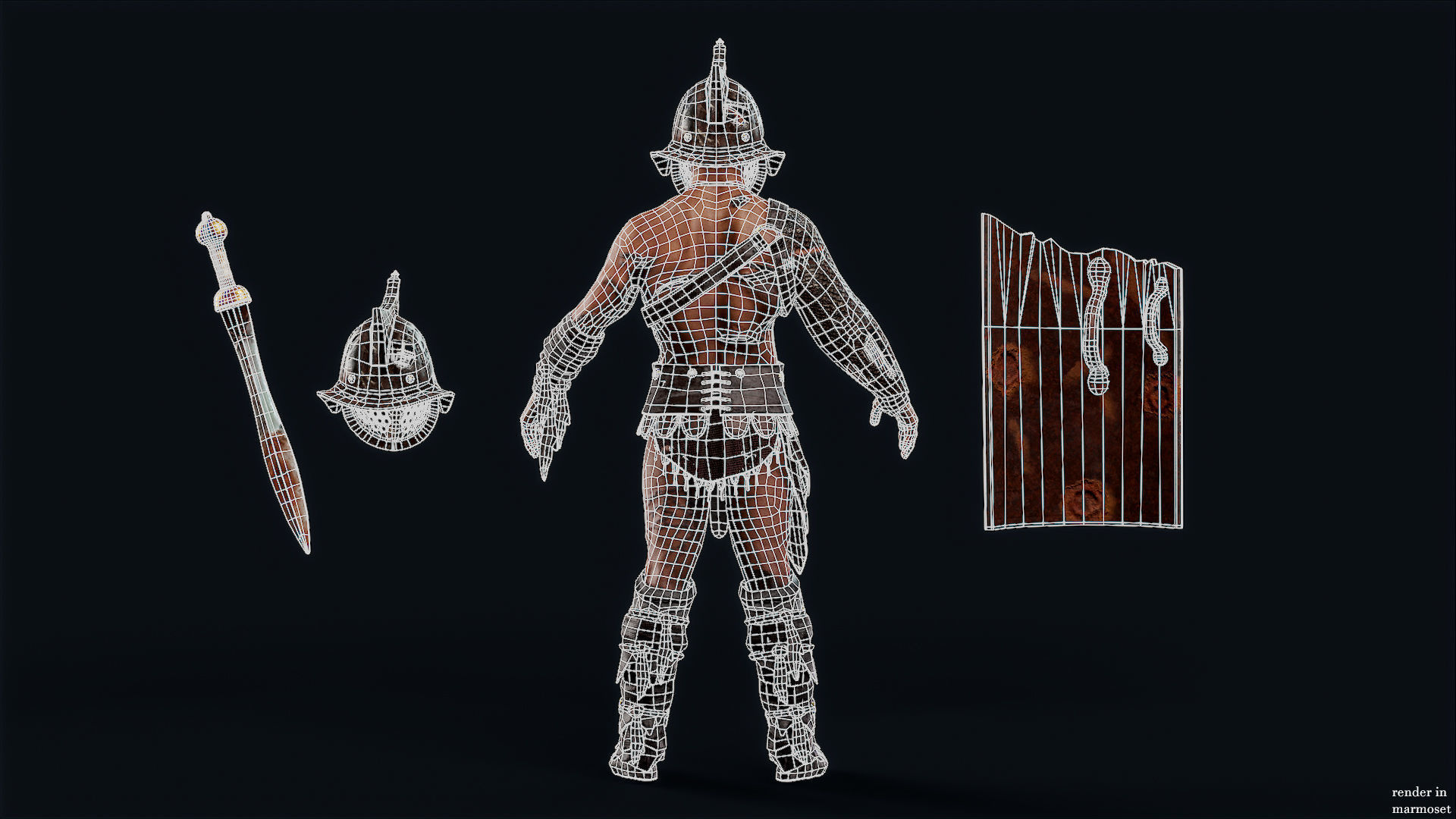 GLADIATOR MURMILLO UNDEAD4 Low-poly 3D model_11