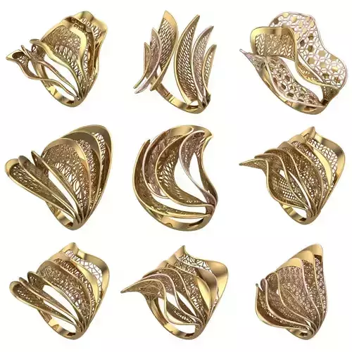 SEA WAVE RING COLLECTION-10 PCS-