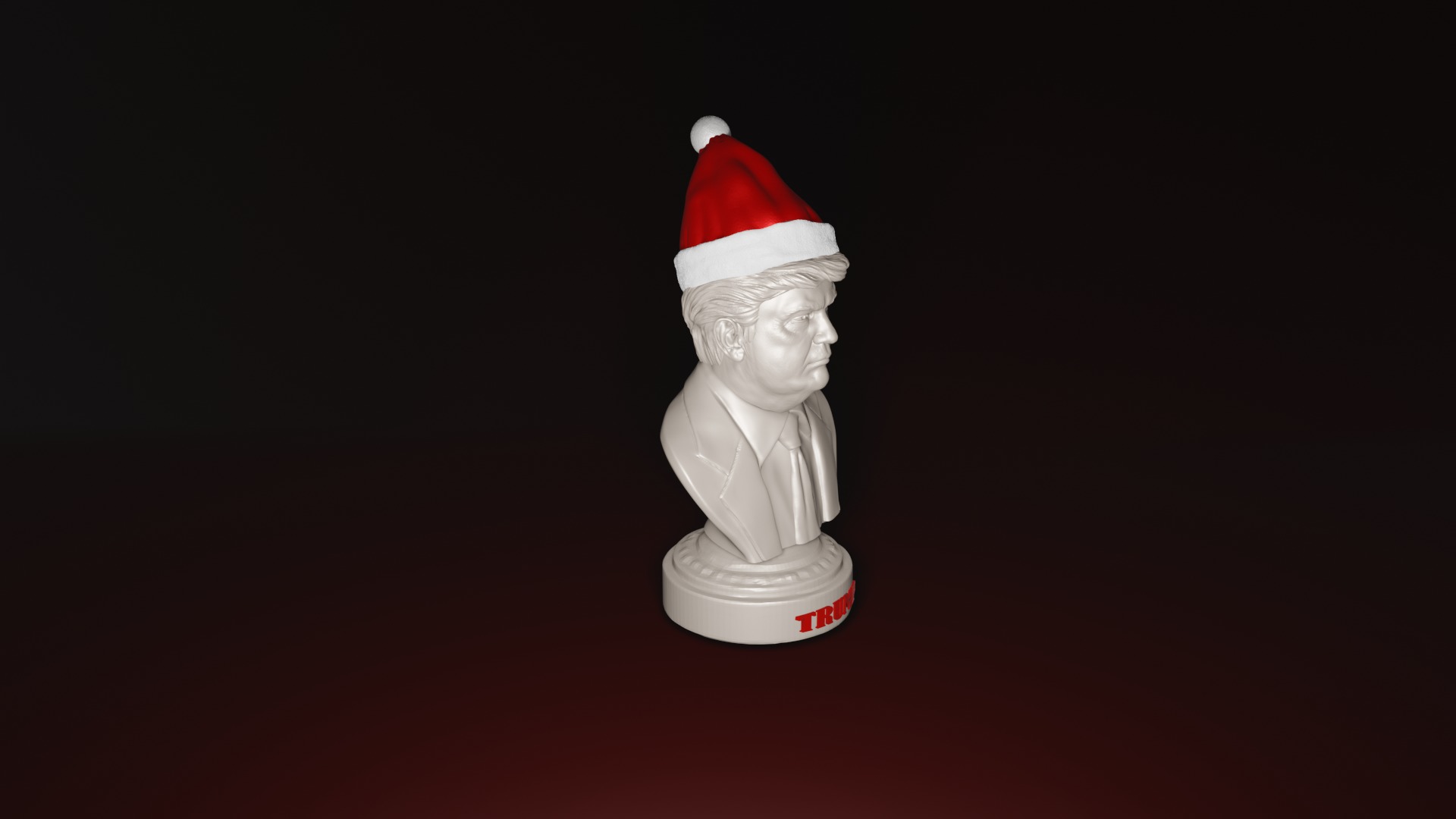 Trump Bust with Santa Hat 3D Printing  Holiday Decoration 3D print model_1