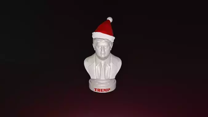 Trump Bust with Santa Hat 3D Printing  Holiday Decoration 3D print model