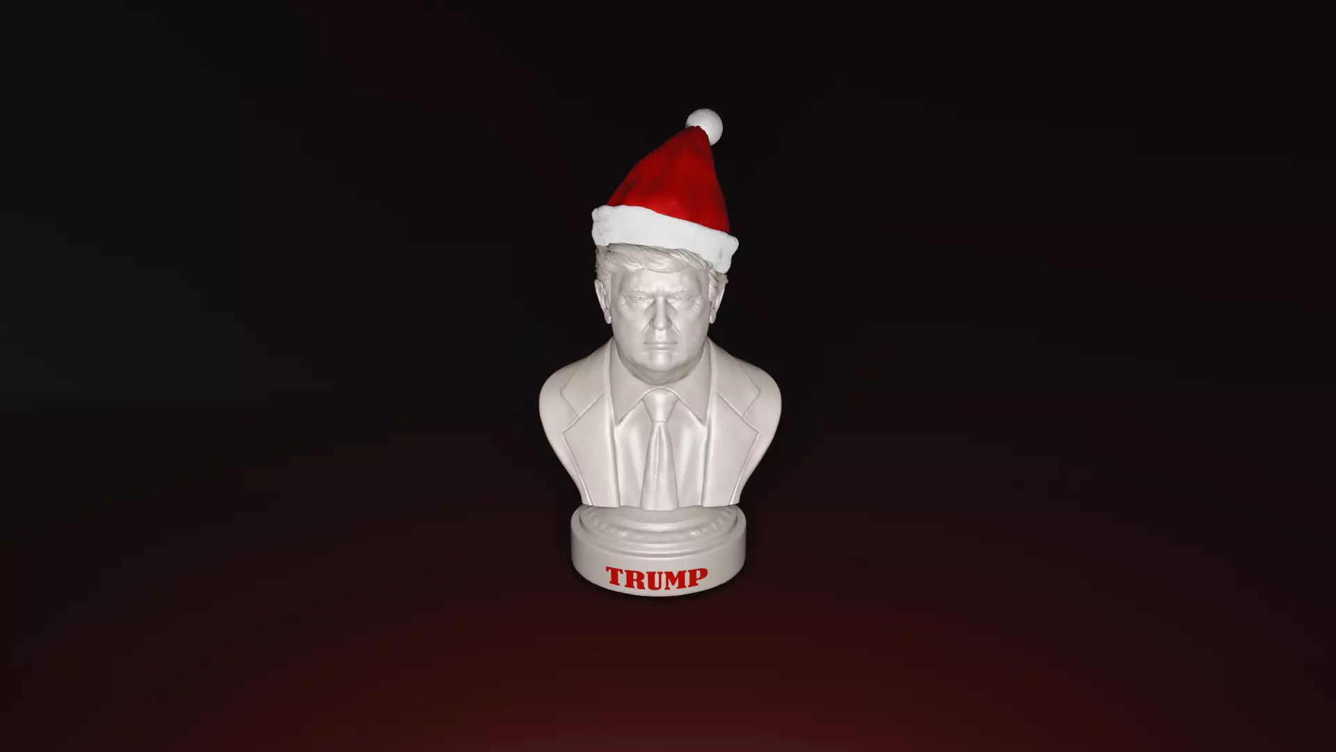 Trump Bust with Santa Hat 3D Printing  Holiday Decoration 3D print model_0