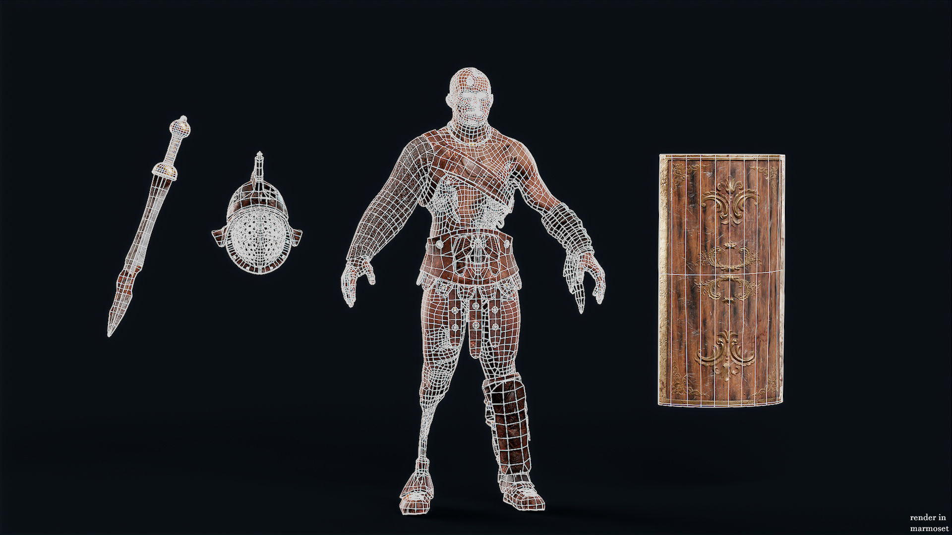 GLADIATOR MURMILLO UNDEAD5 Low-poly 3D model_11