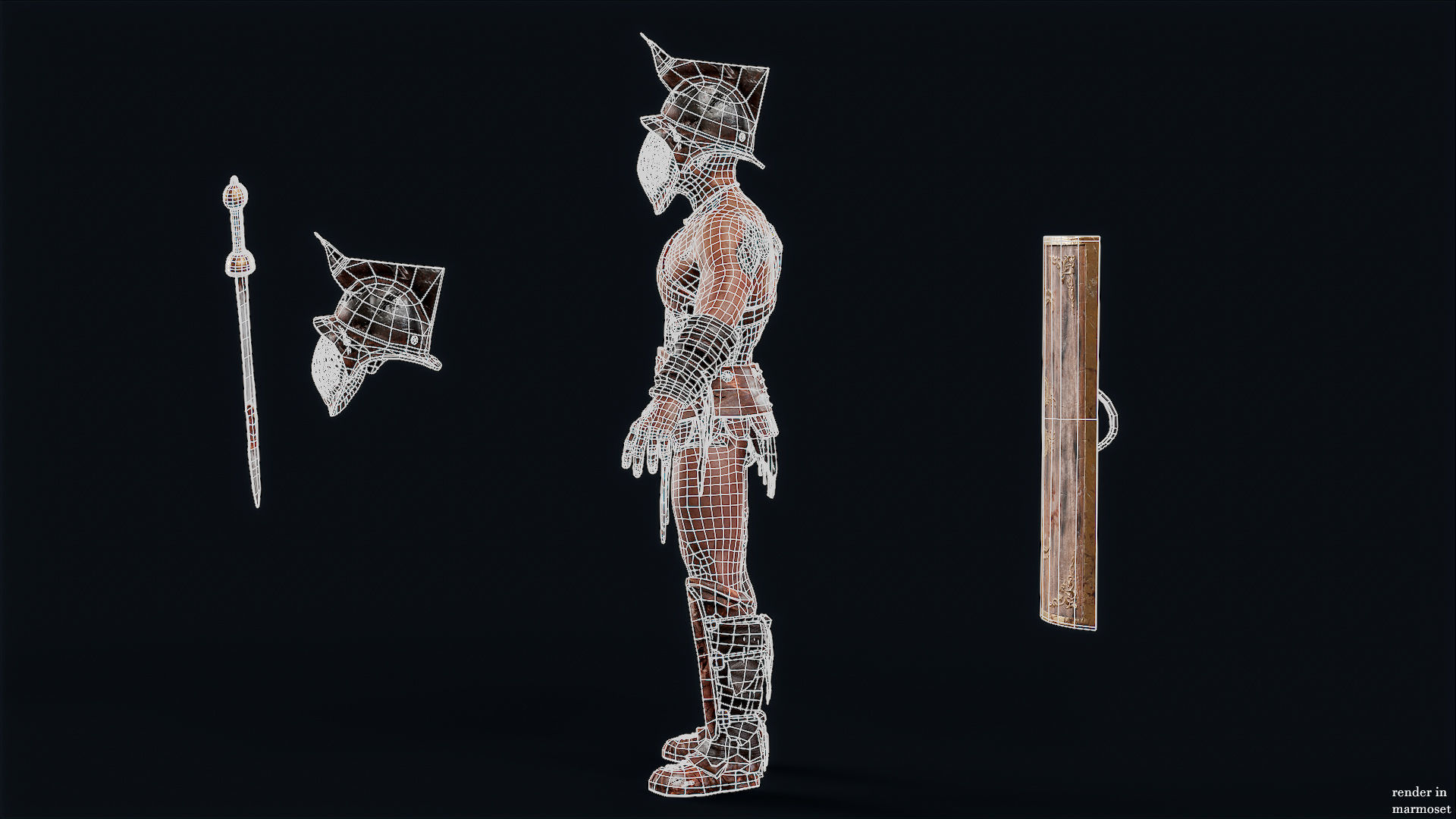 GLADIATOR MURMILLO UNDEAD5 Low-poly 3D model_12