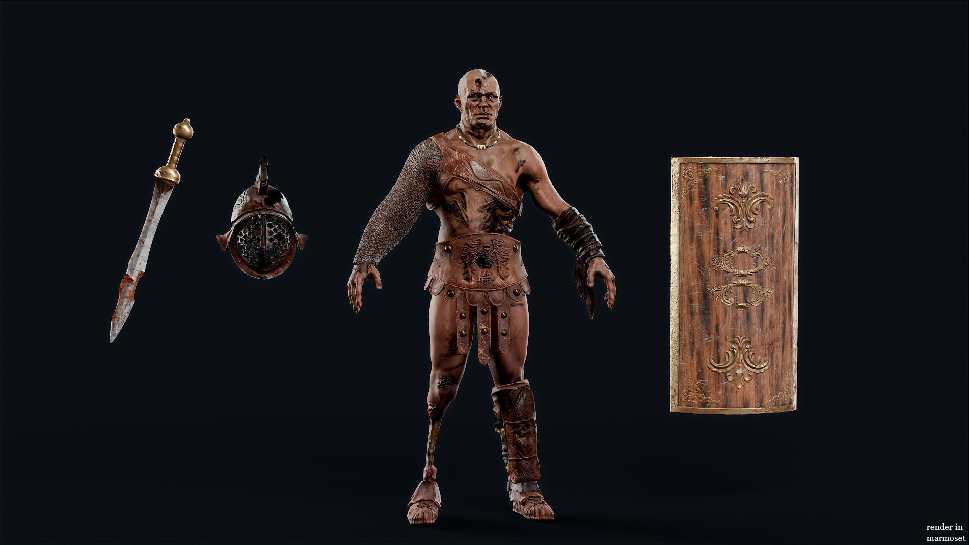 GLADIATOR MURMILLO UNDEAD5 Low-poly 3D model_6