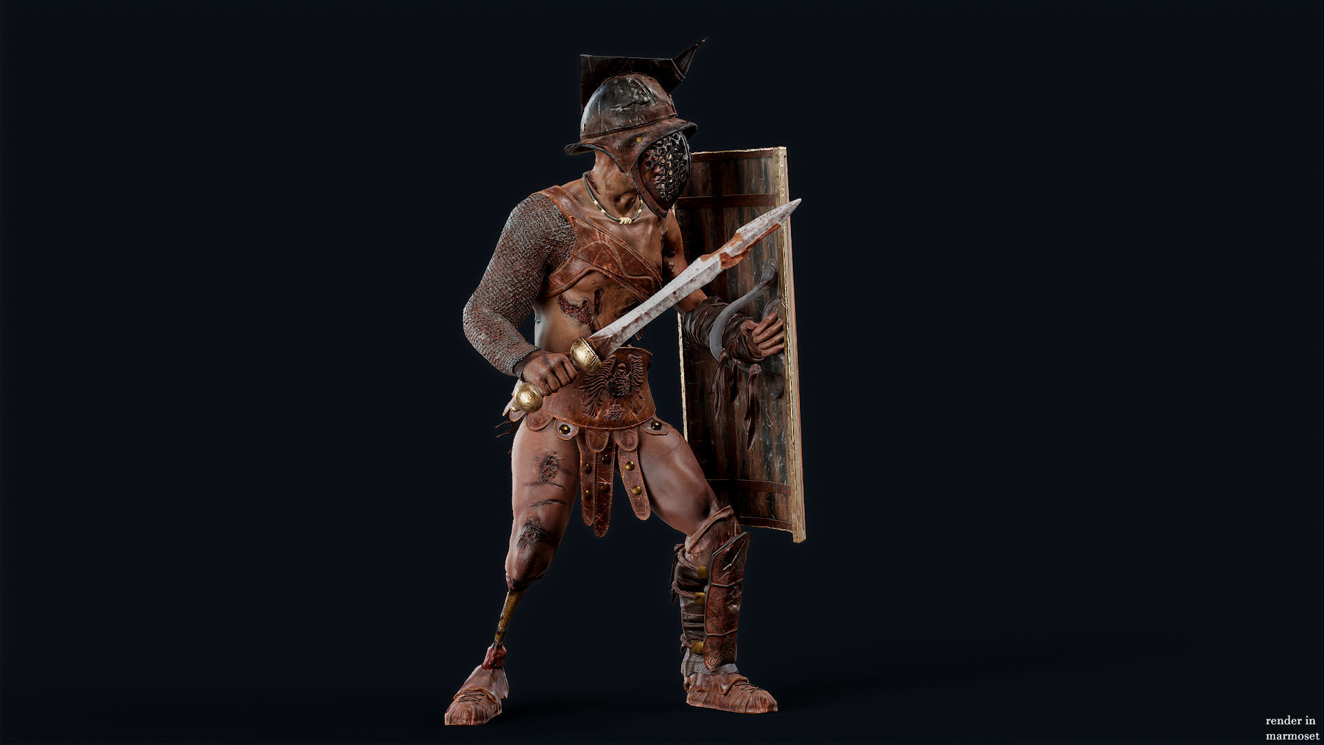 GLADIATOR MURMILLO UNDEAD5 Low-poly 3D model_4