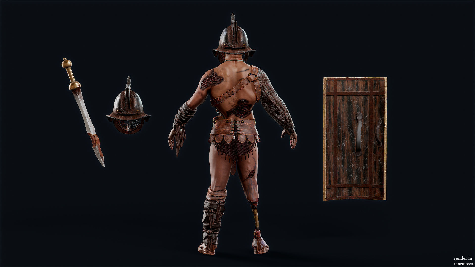 GLADIATOR MURMILLO UNDEAD5 Low-poly 3D model_8