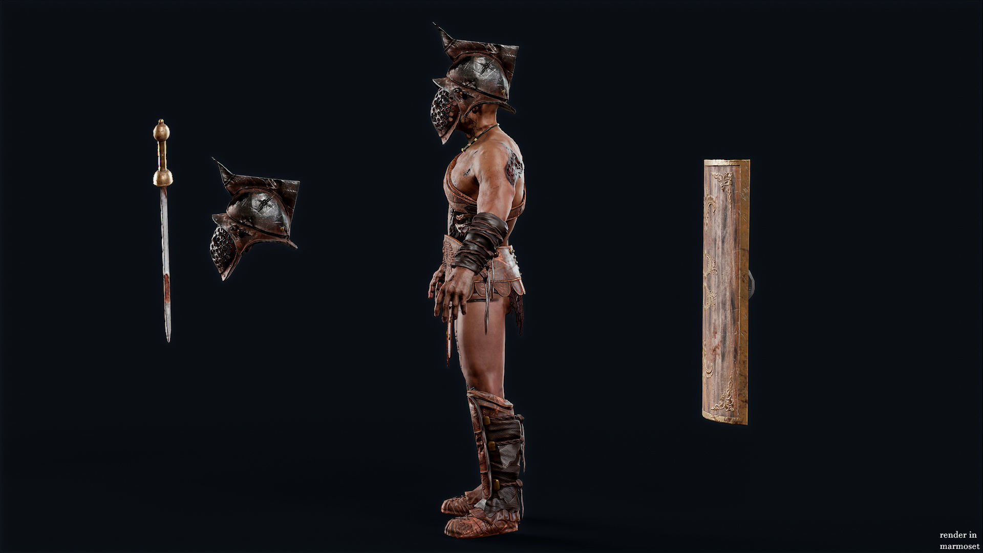 GLADIATOR MURMILLO UNDEAD5 Low-poly 3D model_9