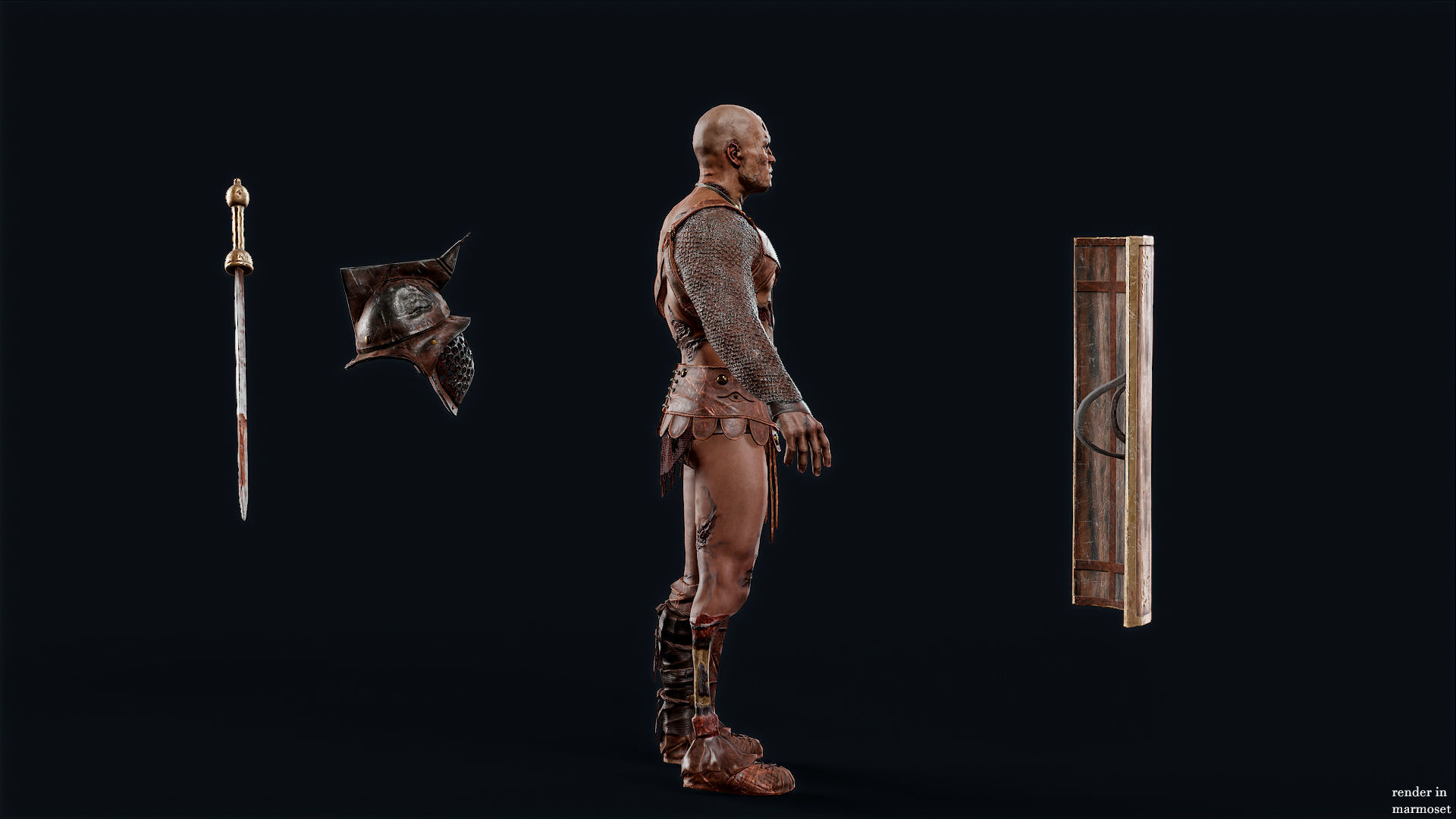 GLADIATOR MURMILLO UNDEAD5 Low-poly 3D model_7