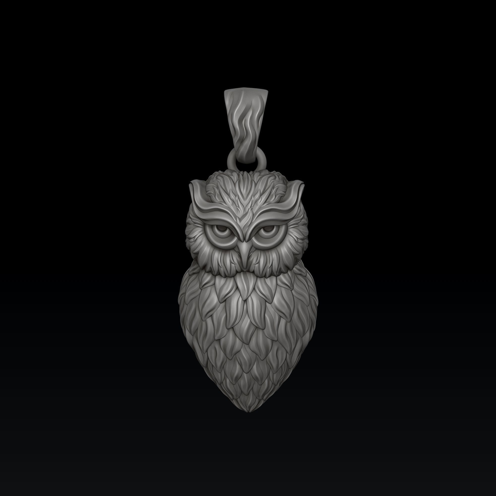 Owl Pendant Ring v2 Collection 3D print model_4
