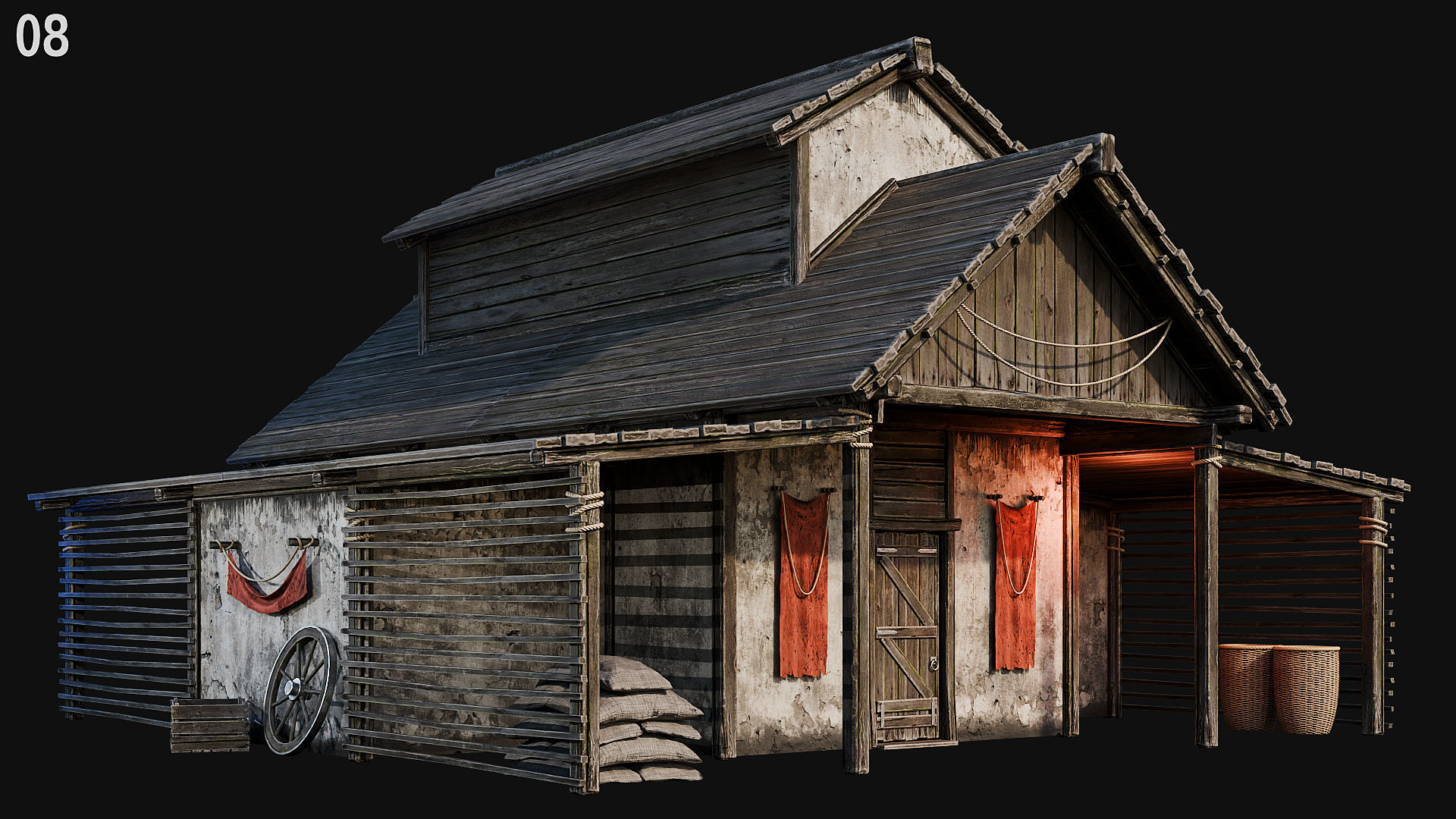 MEDIEVAL 02 with INTERIORS 4K Low-poly 3D model_29