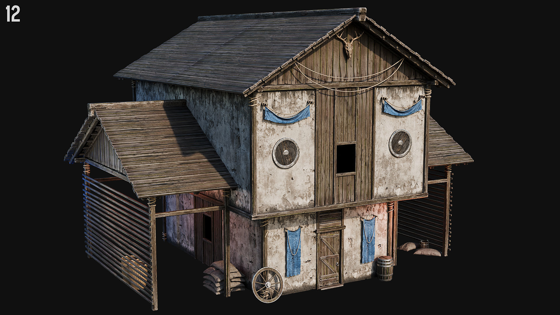 MEDIEVAL 02 with INTERIORS 4K Low-poly 3D model_43