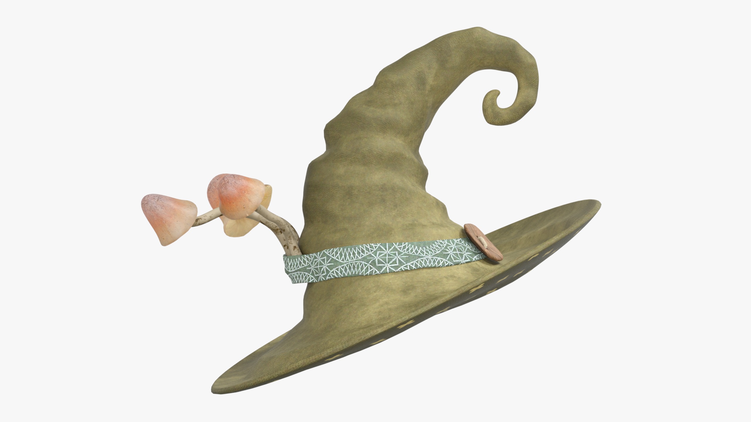 Mushroom Witch Hat Low-poly 3D model_2