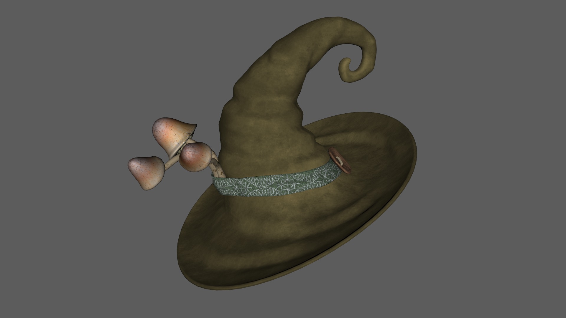 Mushroom Witch Hat Low-poly 3D model_9