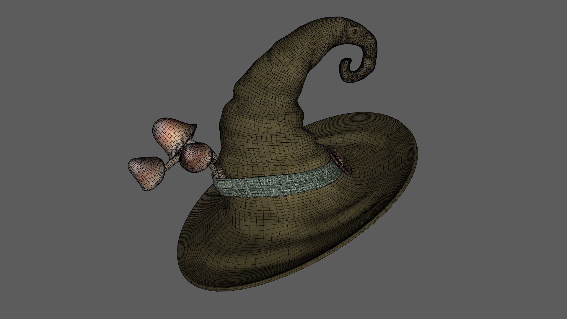 Mushroom Witch Hat Low-poly 3D model_8