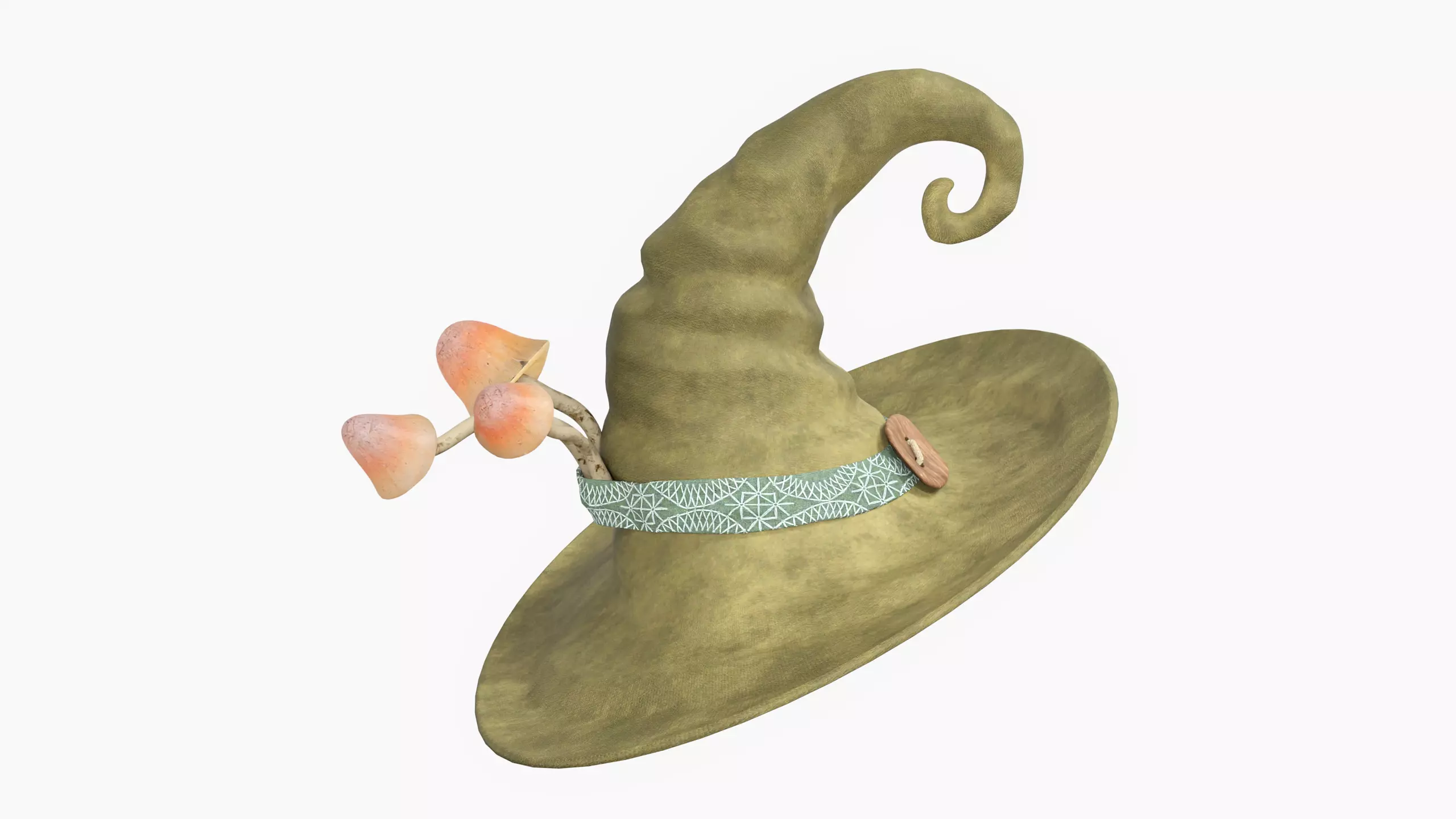Mushroom Witch Hat Low-poly 3D model_0