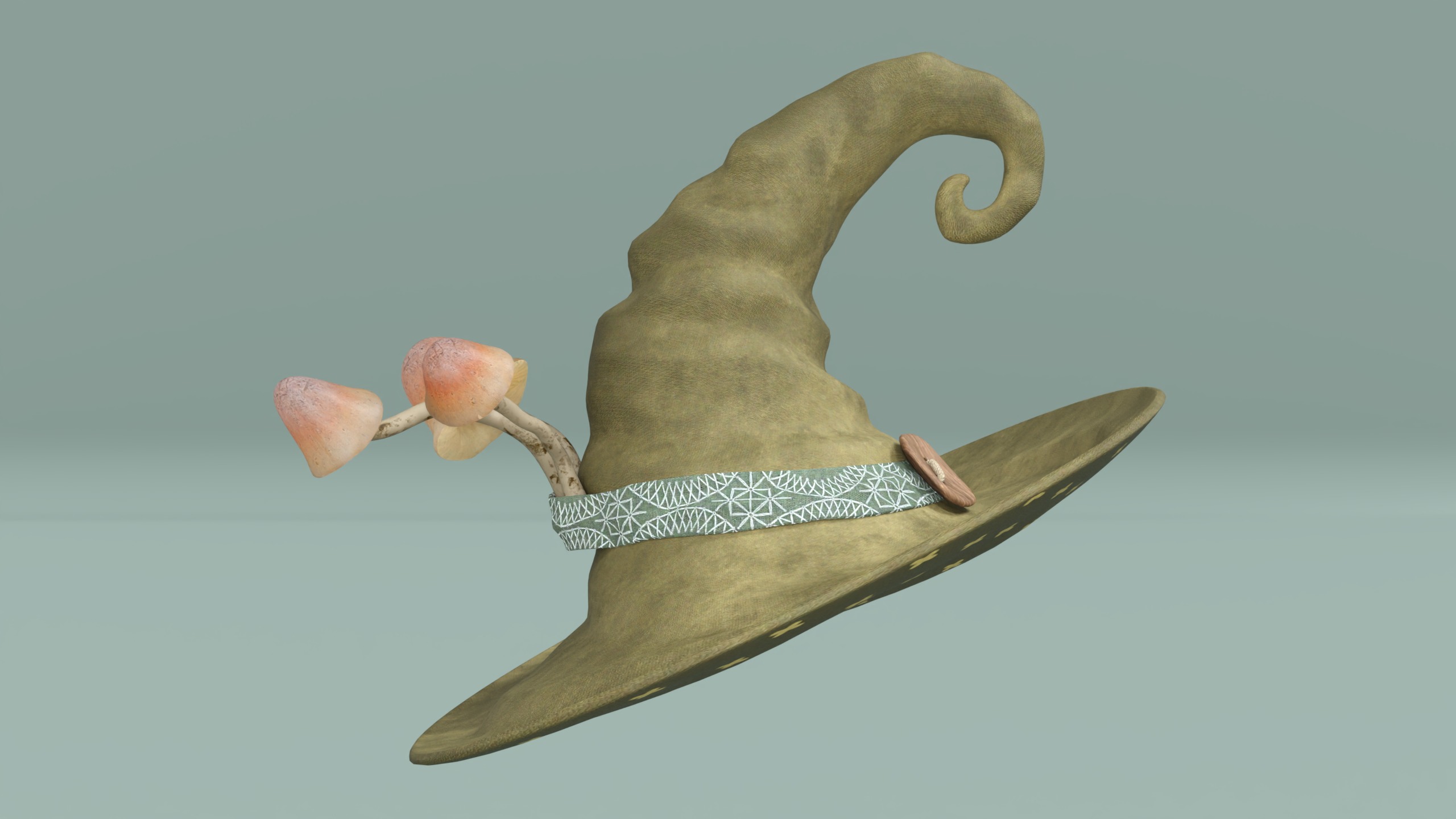 Mushroom Witch Hat Low-poly 3D model_1