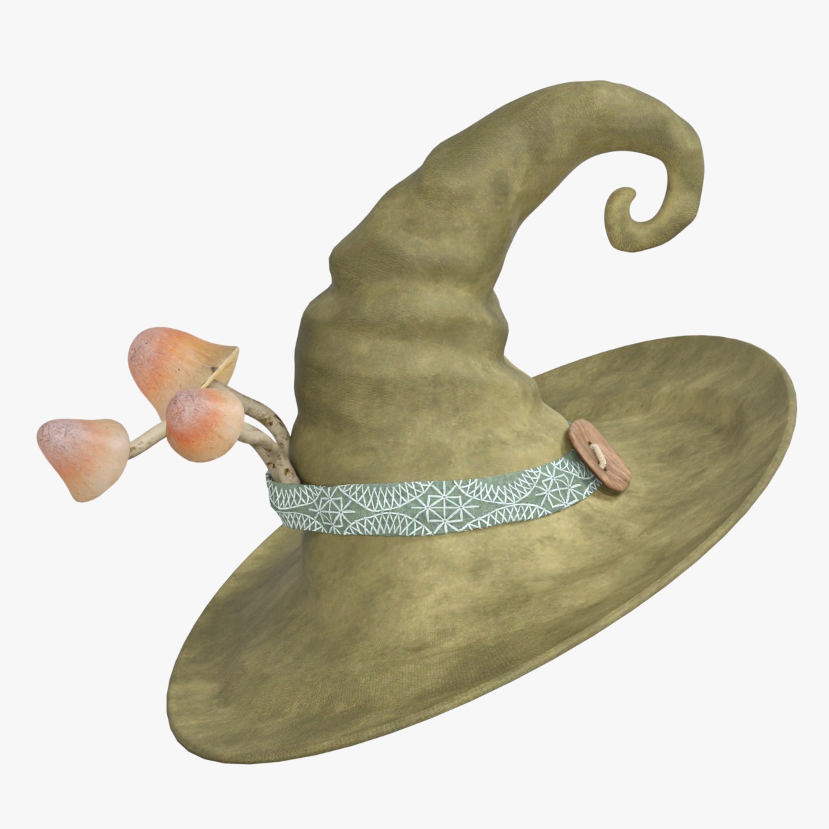Mushroom Witch Hat Low-poly 3D model_4