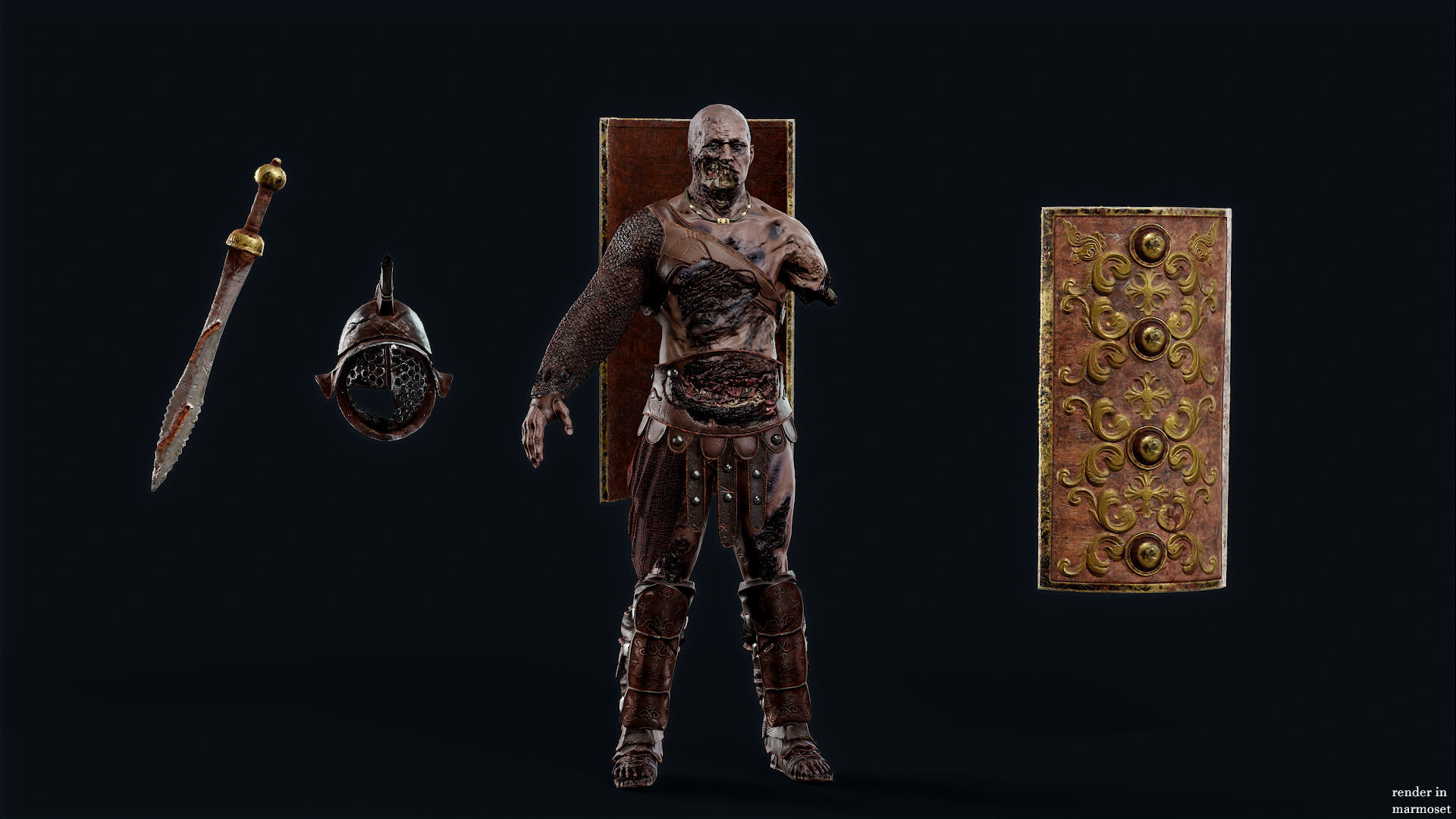 GLADIATOR MURMILLO UNDEAD6 Low-poly 3D model_6