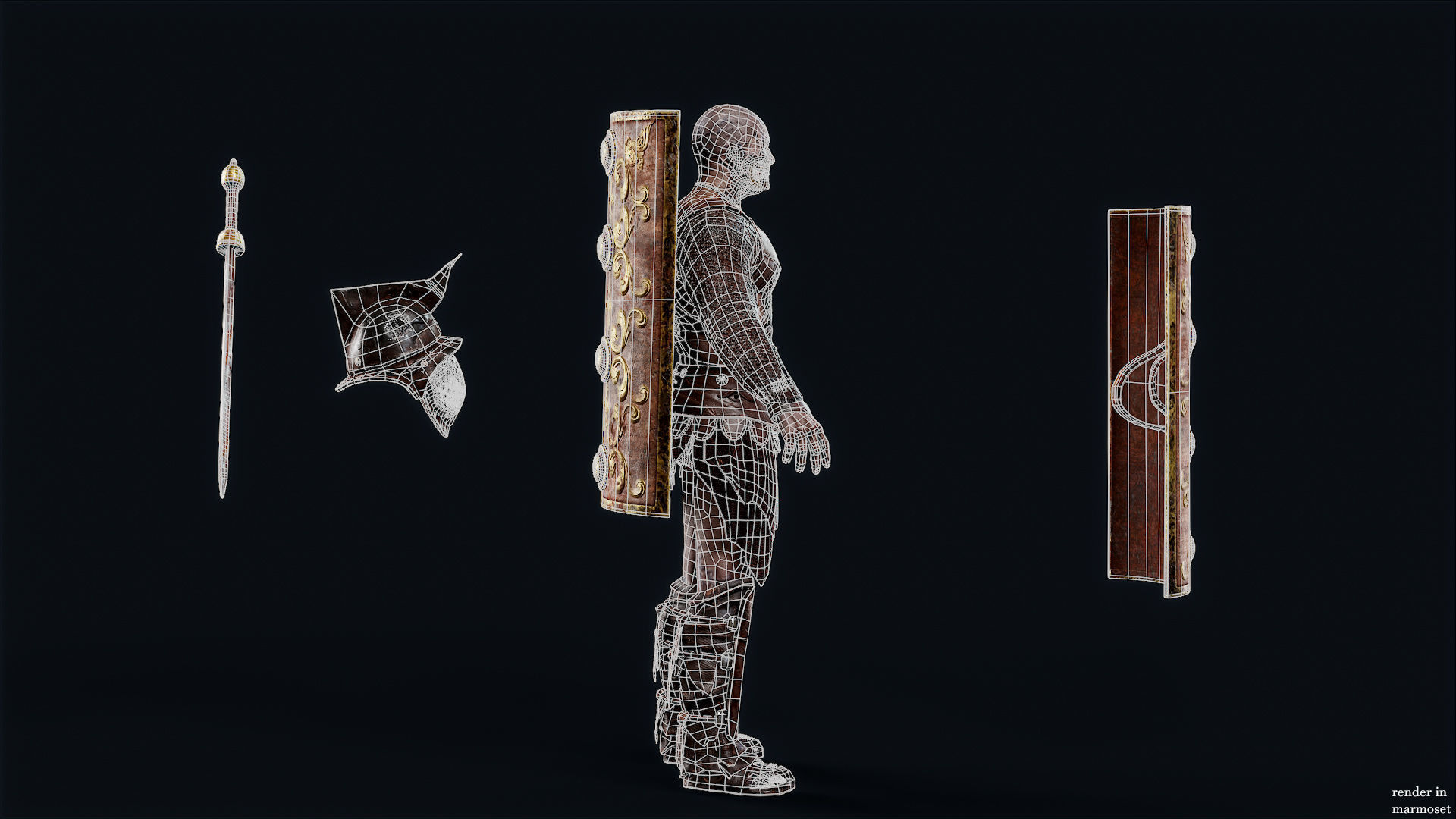 GLADIATOR MURMILLO UNDEAD6 Low-poly 3D model_13