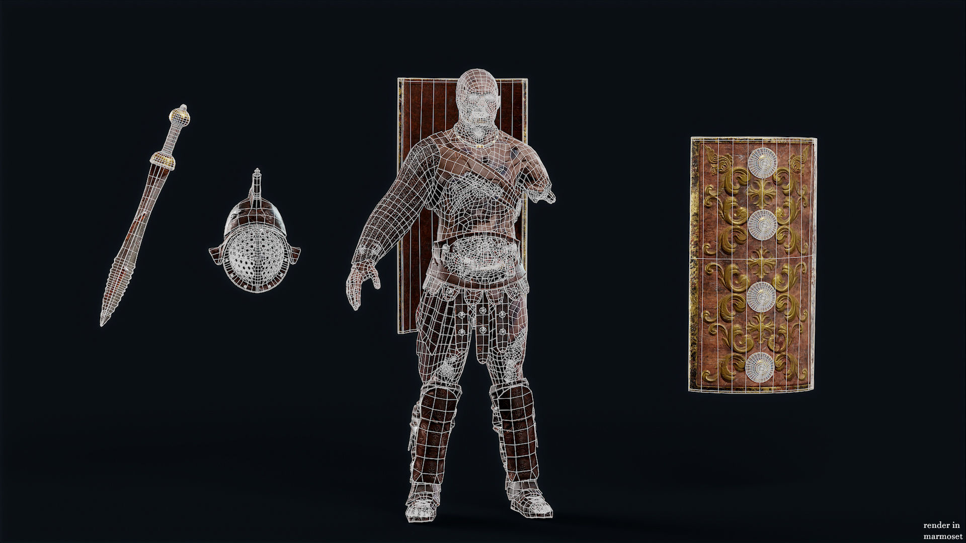 GLADIATOR MURMILLO UNDEAD6 Low-poly 3D model_12