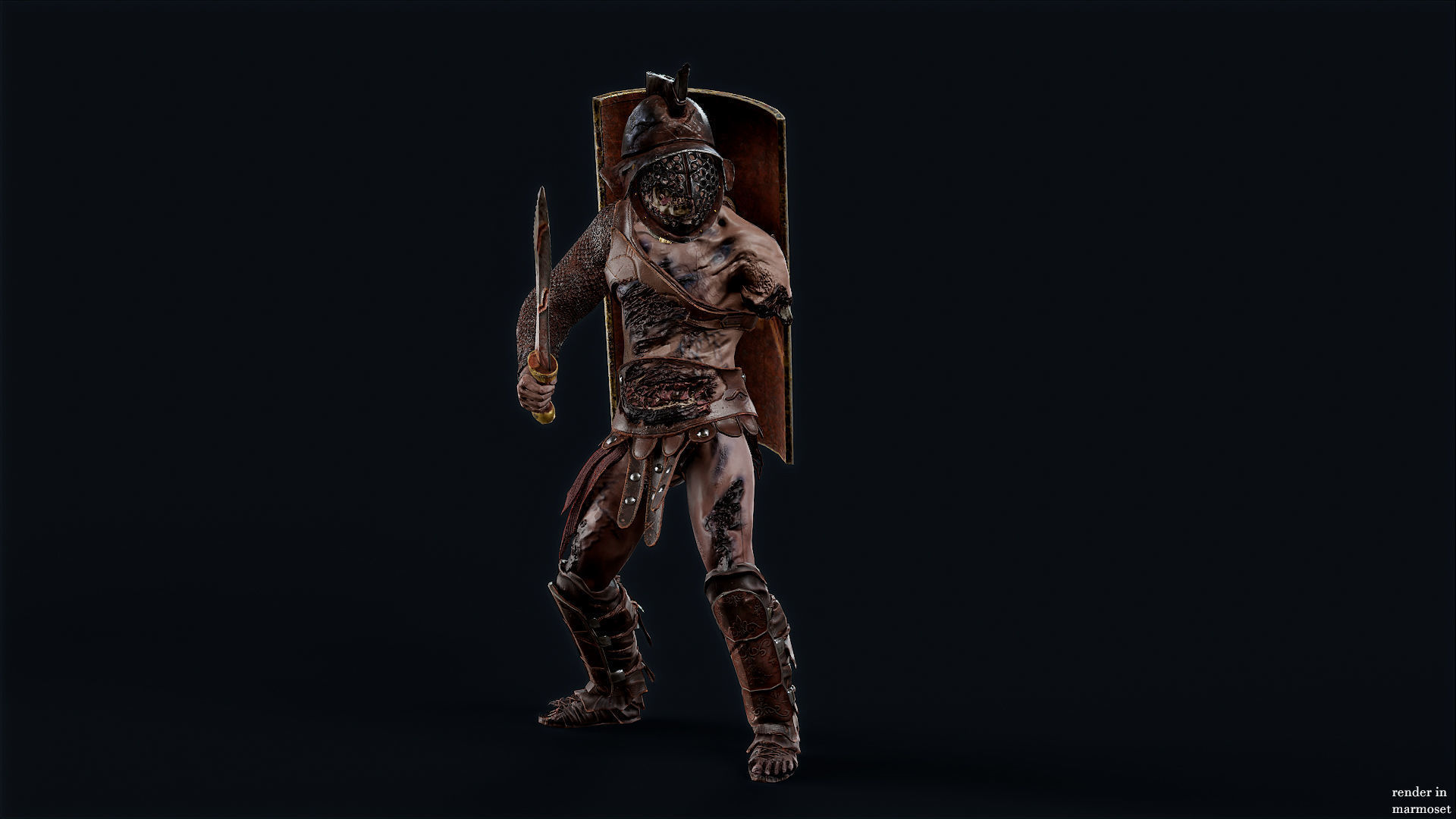 GLADIATOR MURMILLO UNDEAD6 Low-poly 3D model_5