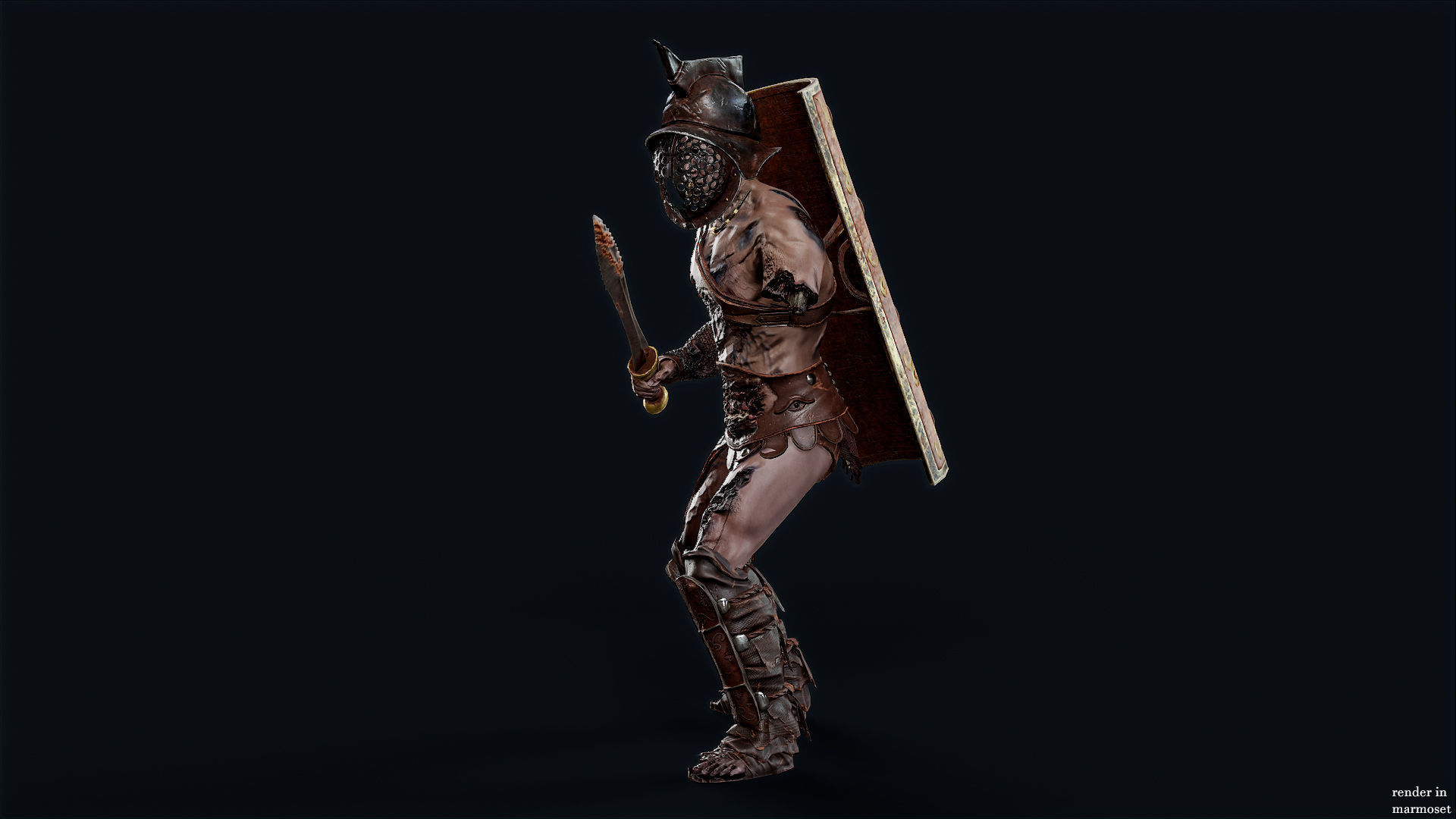 GLADIATOR MURMILLO UNDEAD6 Low-poly 3D model_4