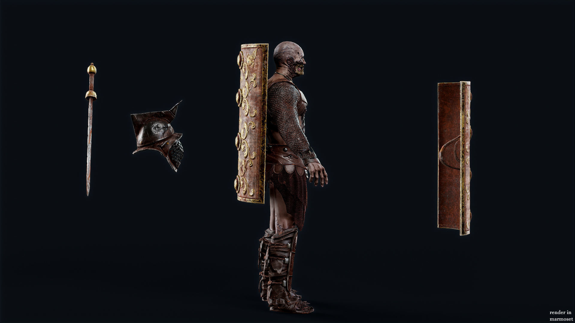 GLADIATOR MURMILLO UNDEAD6 Low-poly 3D model_7