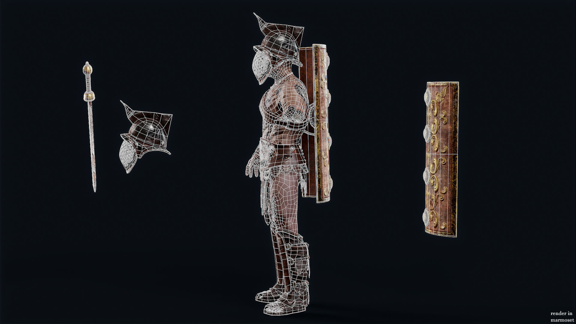 GLADIATOR MURMILLO UNDEAD6 Low-poly 3D model_11