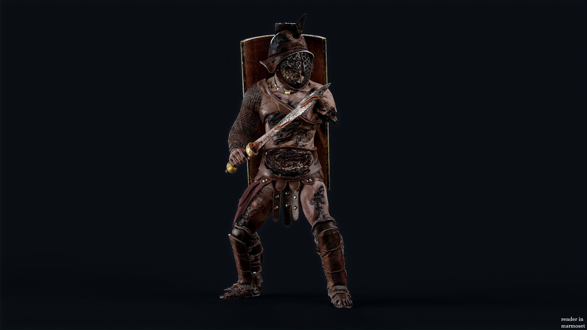 GLADIATOR MURMILLO UNDEAD6 Low-poly 3D model_3