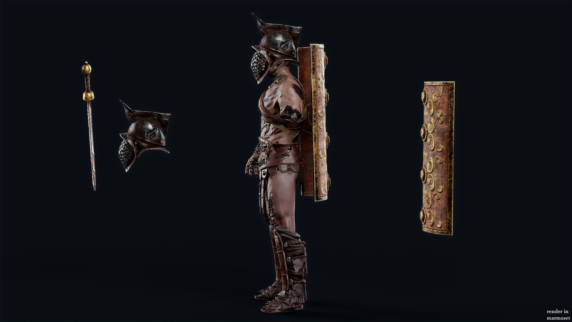 GLADIATOR MURMILLO UNDEAD6 Low-poly 3D model_9