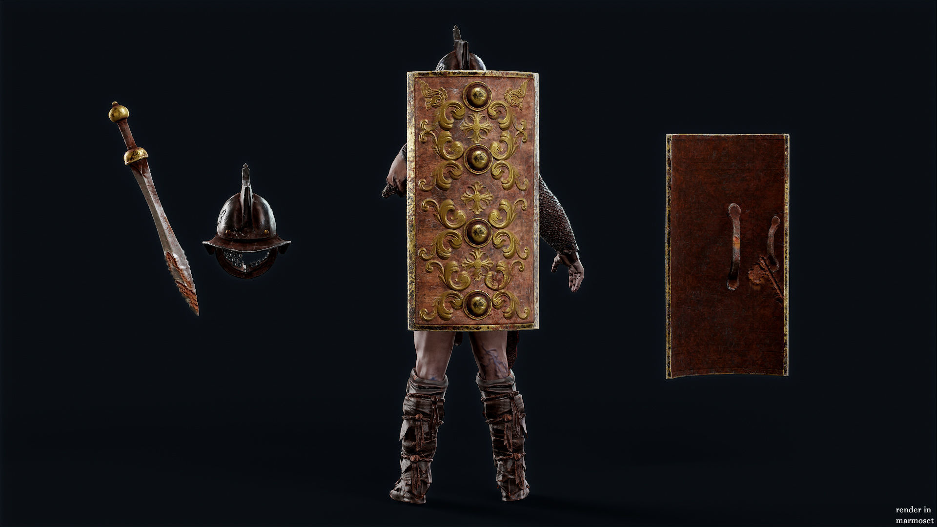 GLADIATOR MURMILLO UNDEAD6 Low-poly 3D model_8