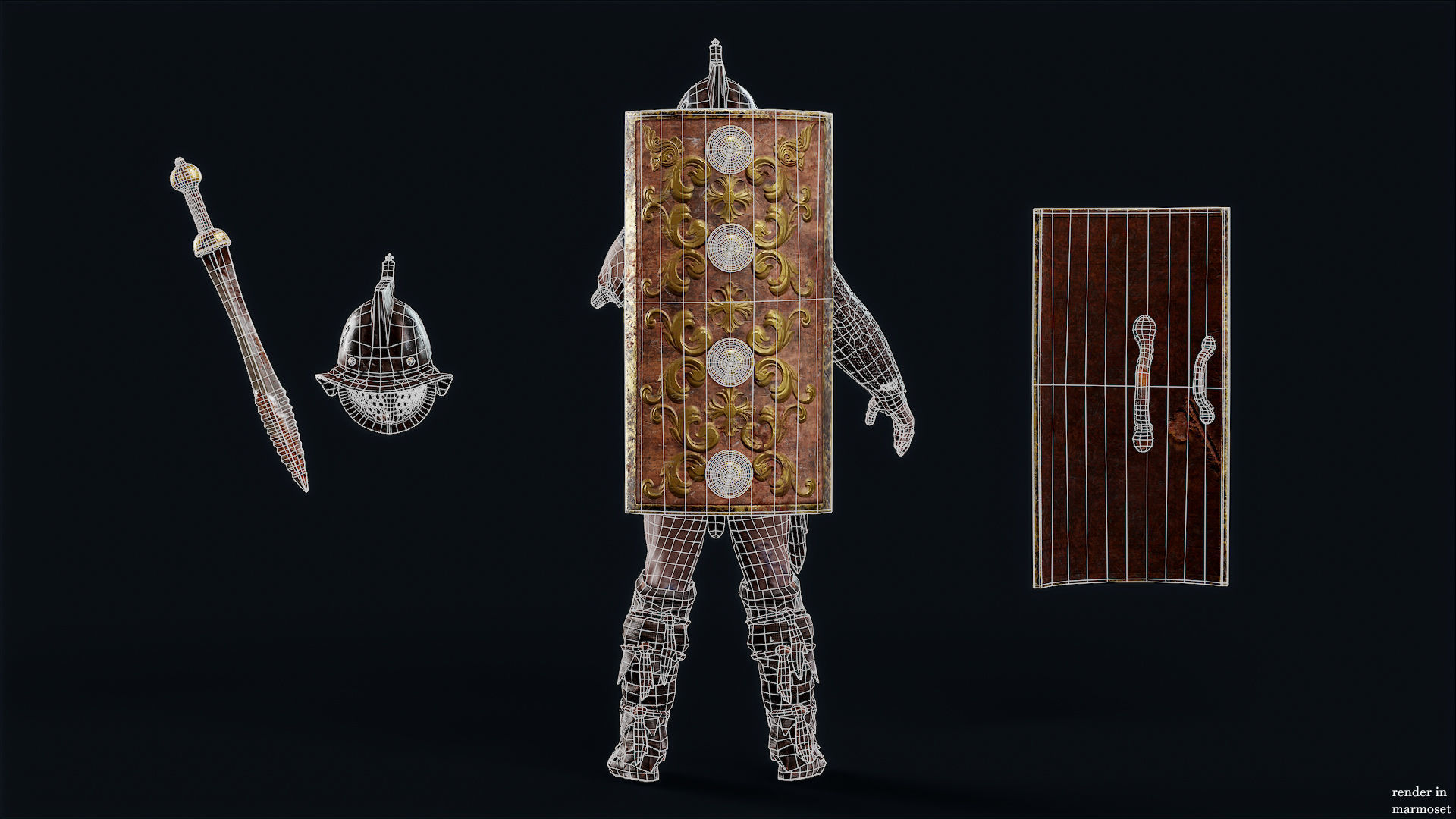 GLADIATOR MURMILLO UNDEAD6 Low-poly 3D model_10