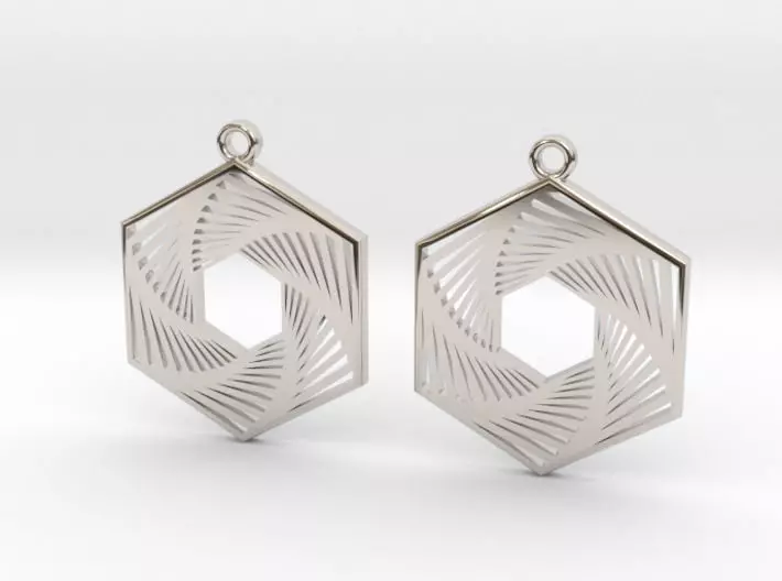 Hexagonal Recursion Earrings 3D print model_0