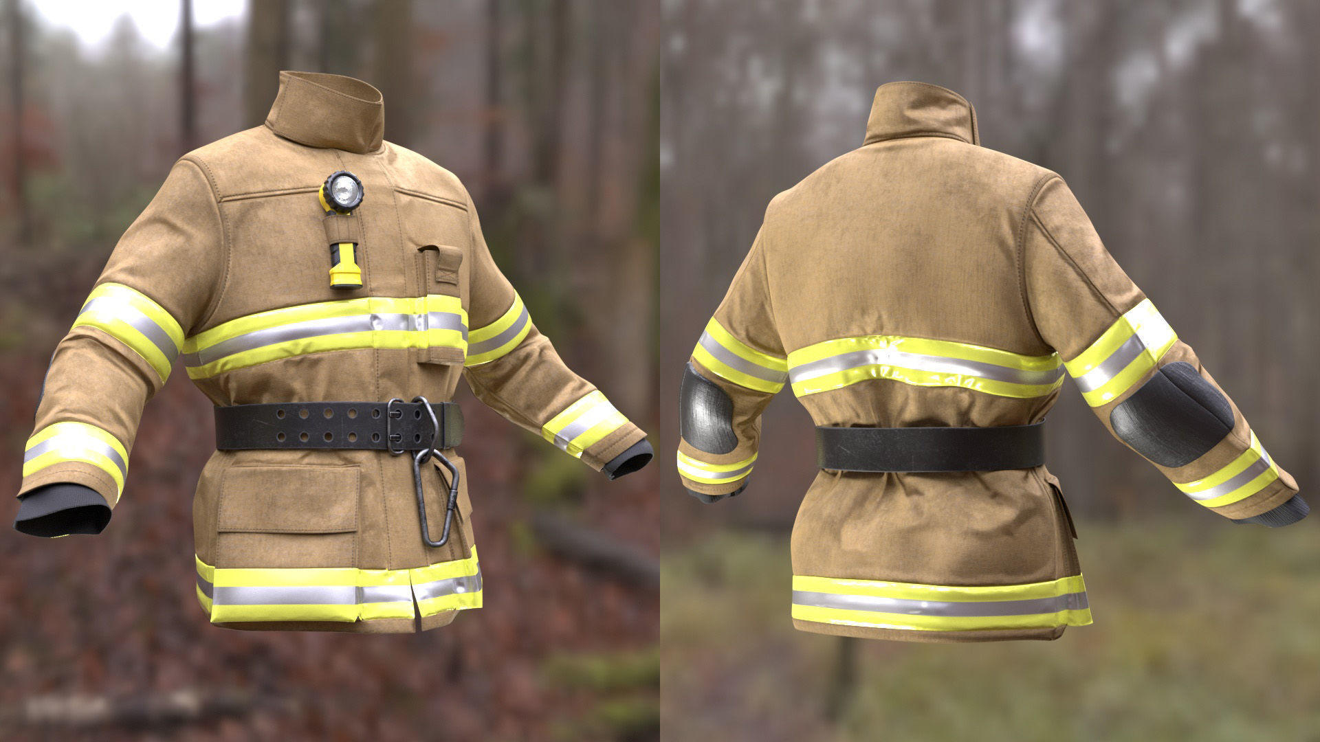 Firefighter Jacket 233 - All MH Bodies - UE5 Skeletons - Rigged Low-poly 3D model_4