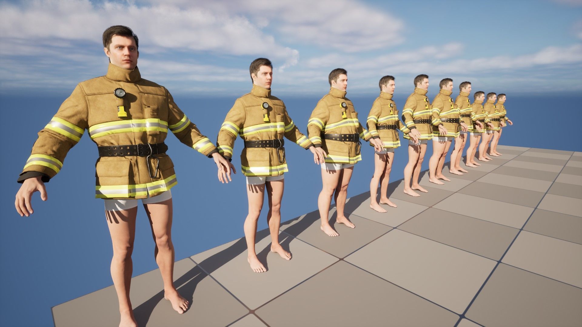 Firefighter Jacket 233 - All MH Bodies - UE5 Skeletons - Rigged Low-poly 3D model_17