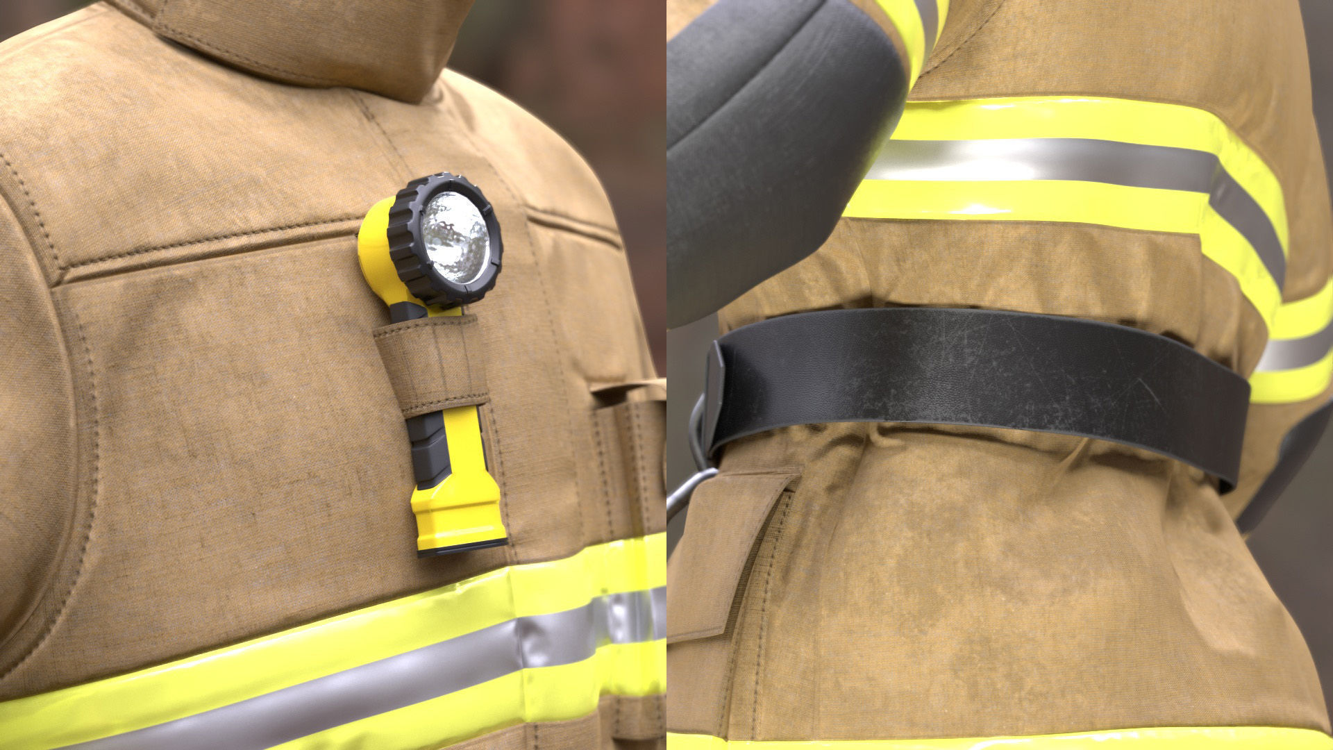 Firefighter Jacket 233 - All MH Bodies - UE5 Skeletons - Rigged Low-poly 3D model_6