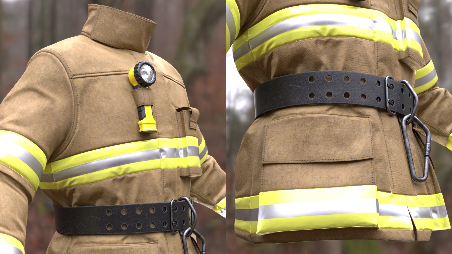 Firefighter Jacket 233 - All MH Bodies - UE5 Skeletons - Rigged Low-poly 3D model_7