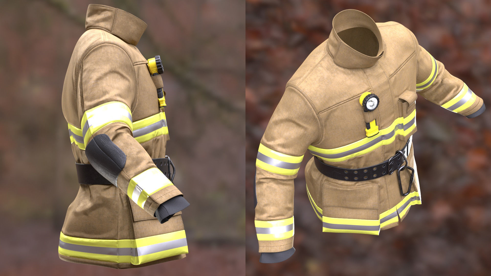 Firefighter Jacket 233 - All MH Bodies - UE5 Skeletons - Rigged Low-poly 3D model_9