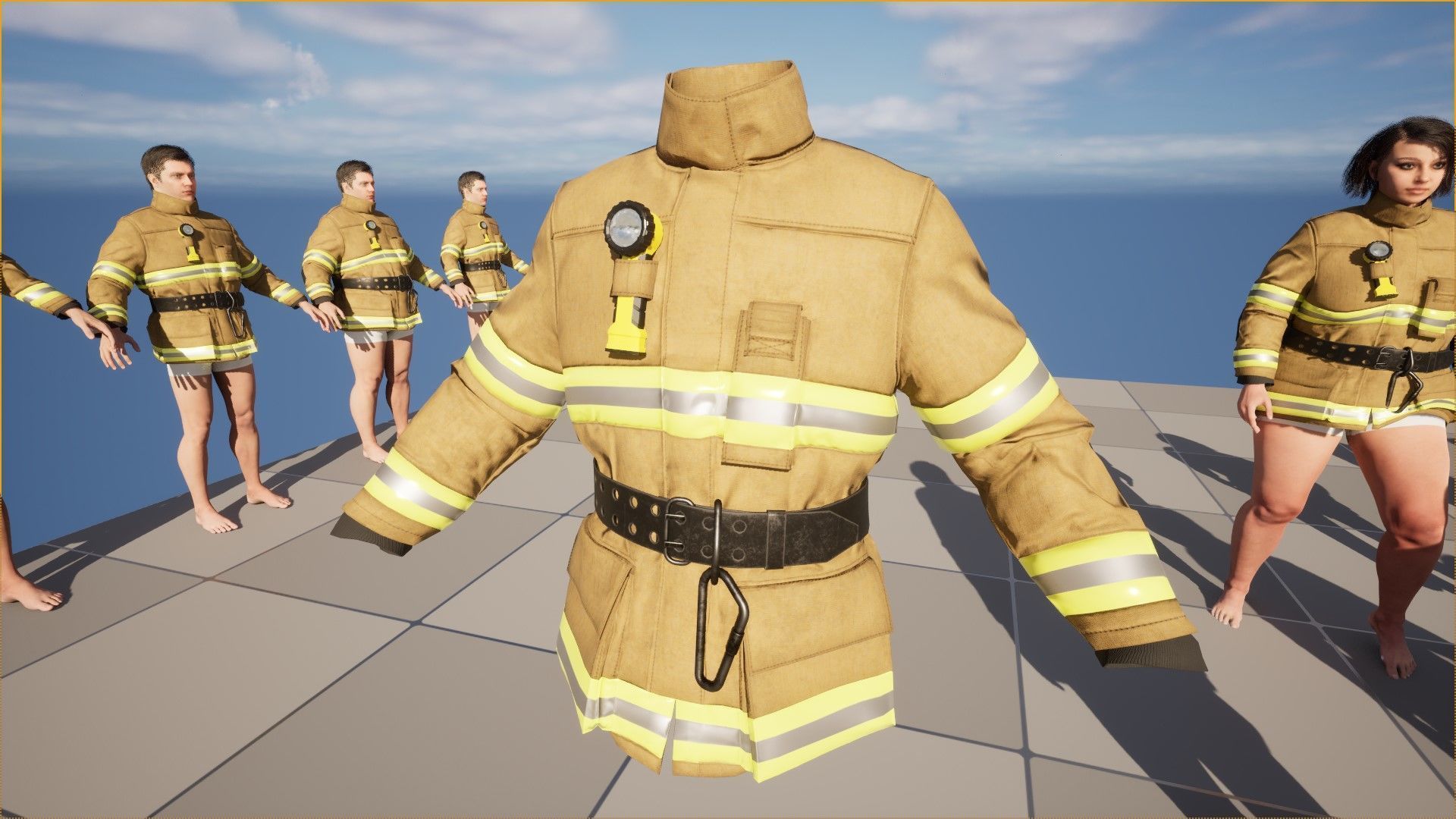 Firefighter Jacket 233 - All MH Bodies - UE5 Skeletons - Rigged Low-poly 3D model_20