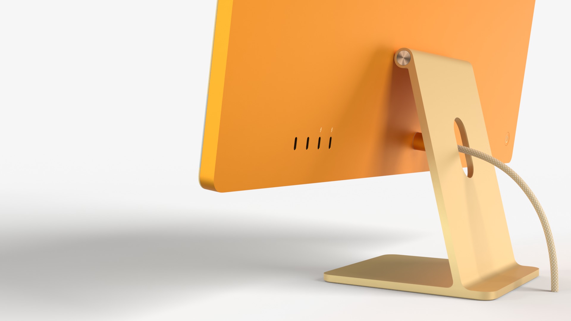 Apple IMac Yellow with Keyboard Mouse and Trackpad 3D model_6